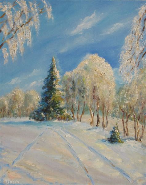 Winter Landscape Original Oil Painting Winter Forest Spruce - Etsy