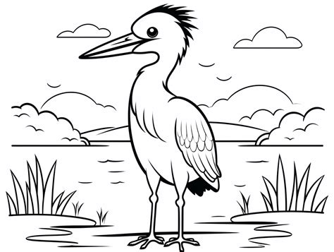 Stunning Great Blue Heron Drawing - Coloring Page