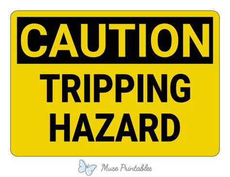 Printable Tripping Hazard Caution Sign