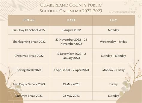 Cumberland County Public Schools Calendar 2023 - US School Calendar