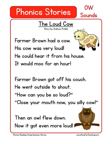 Reading Comprehension Worksheet - The Loud Cow