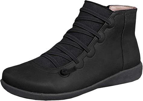 Amazon.com | Acrossage Women Arch Support Boots Comfortable Ankle Wedge Short Booties Fashion ...