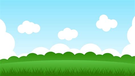 Premium Vector | Landscape cartoon scene with green hills and white ...