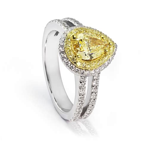 Fancy Yellow Pear Shaped Diamond Ring - Pear Shape Yellow Diamond ...