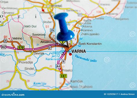 Varna on map stock image. Image of paper, atlas, europe - 122929617