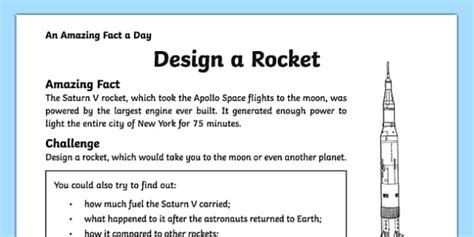 Design a Space Rocket KS2 Worksheet - Amazing Fact a Day