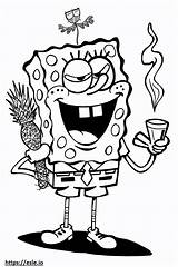 Spongebob stoner coloring Sheet sketch template