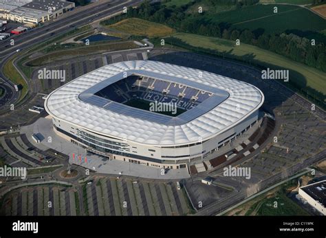 Aerial view of Stadion Hoffenheim stadium, Baden-Wuerttemberg, Germany ...