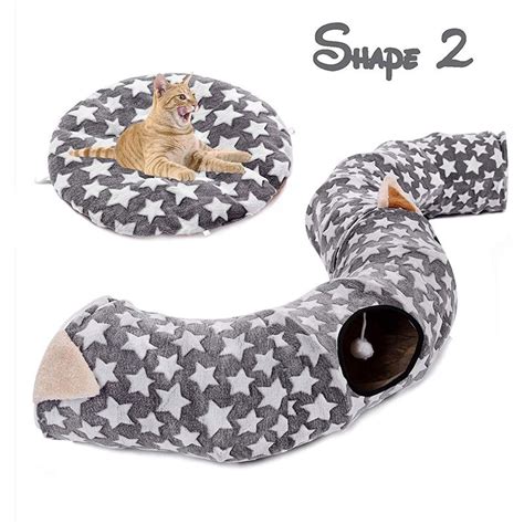 Cat Dog Tunnel Bed with Cushion Tube Toys Oxford Cloth Large Diameter Longer Crinkle Collapsible ...