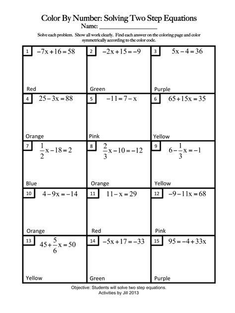 One Step Equation Worksheet Pdf