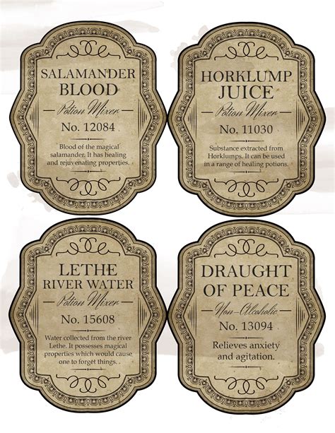 Printable Potion Labels