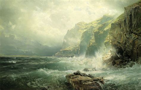 WILLIAM TROST RICHARDS Rocky Coastline, Cornwall Oil on Canvas 28″ x 44 ...