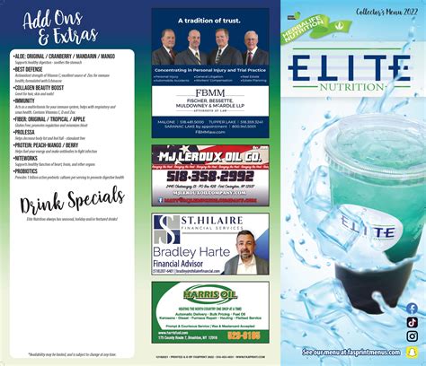 Elite Nutrition | Fasprint Menus