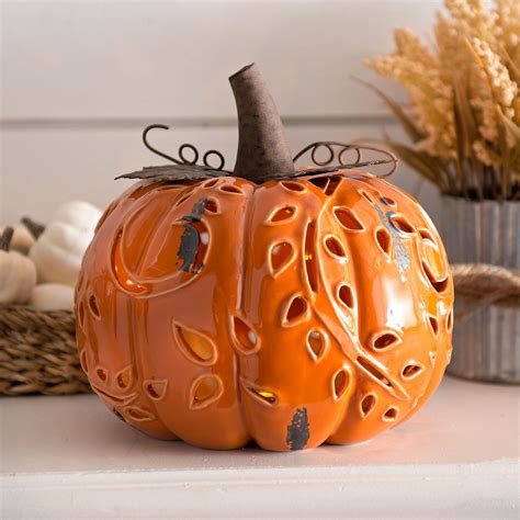 Pre-Lit Orange Ceramic Pumpkin Figurine | Kirklands | Ceramic pumpkin, Ceramic pumpkins, Harvest ...
