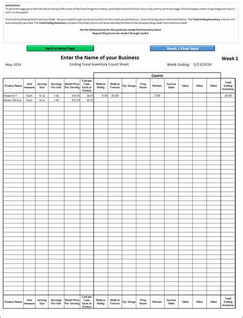 Food Cost Inventory Spreadsheet — db-excel.com