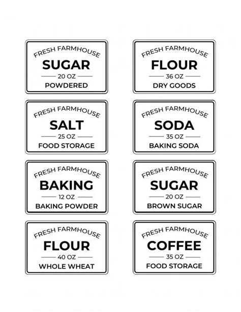 Free Editable Printable Kitchen Pantry Labels for Storage Containers