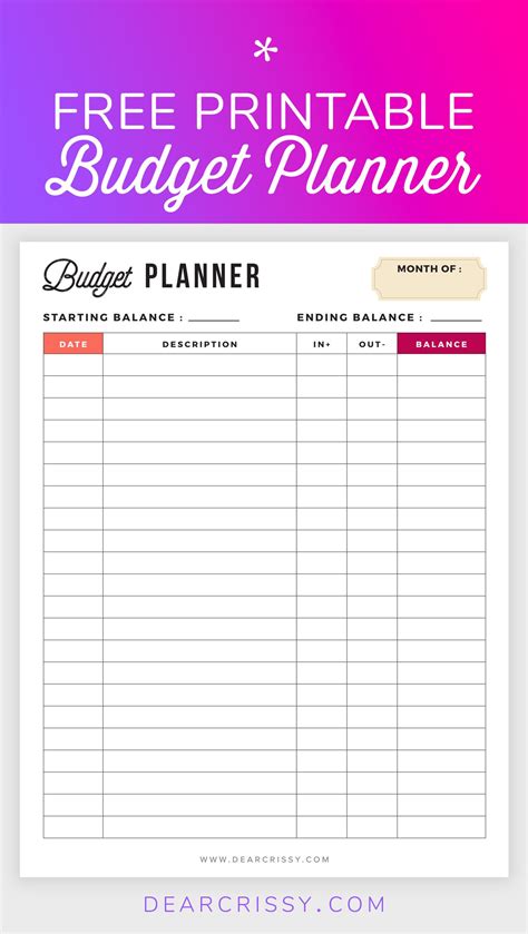 Free Budget Planner Printable - Printable Finance Planner | Budget ...