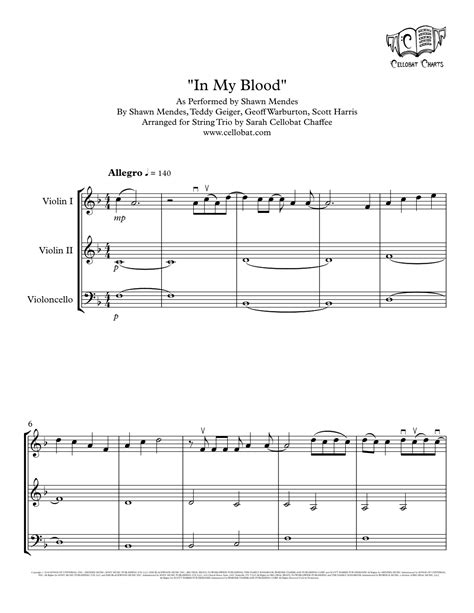 In My Blood Sheet Music | Shawn Mendes | String Ensemble