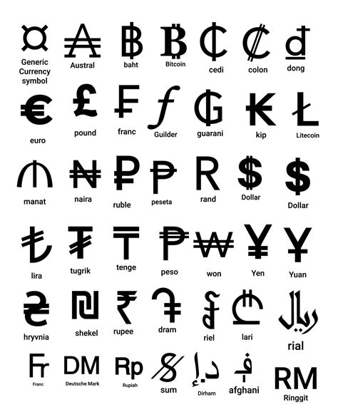 black and white world currency symbol vector bundle set 10348144 Vector ...