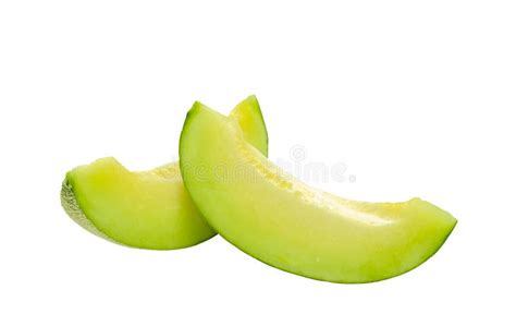 Fresh Honeydew Fruit Slice Two Piece. Melon Peel Grunge Texture Isolated on White Background ...