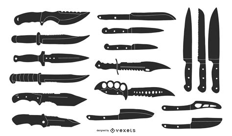 Descarga Vector De Pack De Silueta De Cuchillo De Cocina Y Combate