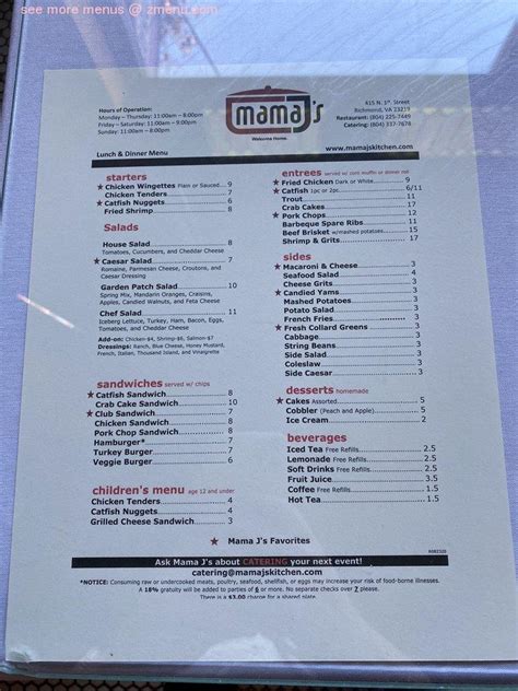 Online Menu of Mama Js Kitchen Restaurant, Richmond, Virginia, 23219 ...