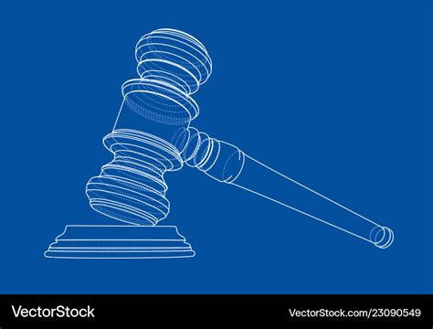 3d outline gavel rendering of Royalty Free Vector Image