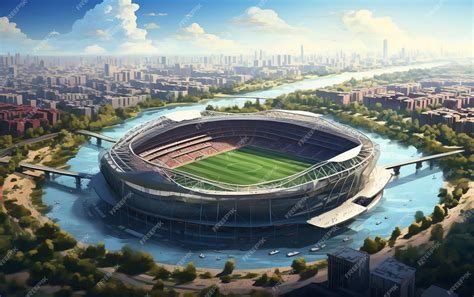 Premium AI Image | An aerial view of a soccer stadium AI