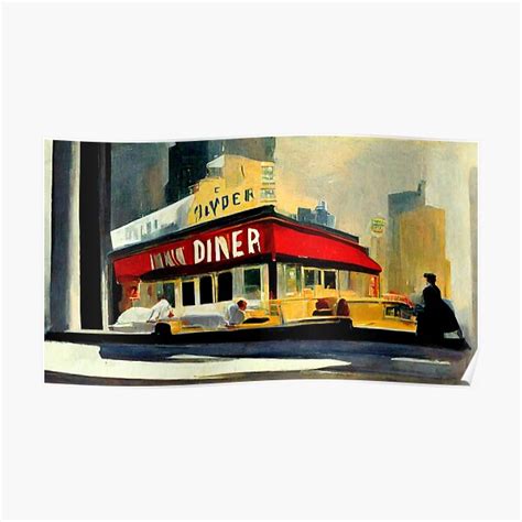 "Edward Hopper Inspired Diner Painting" Poster for Sale by ottaringi ...