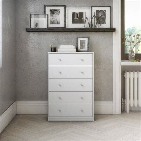 Levan Home Modern White Tall 5 Drawer Chest/ Bedroom Dresser | Cymax ...