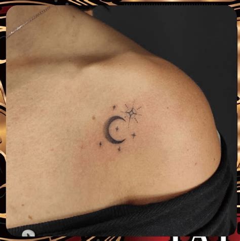 Half Moon Surrounded by Star Tattoos | Star tattoo on shoulder, Best star tattoos, Shoulder tattoo