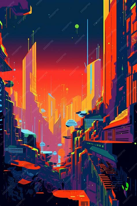 Premium Photo | A cartoon style illustration of a city with a neon sign that says'cyberpunk