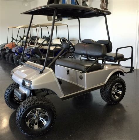 Club Car DS Silver Metallic 6" lift 23" tires on 12" black & machined wheels | Lifted golf carts ...