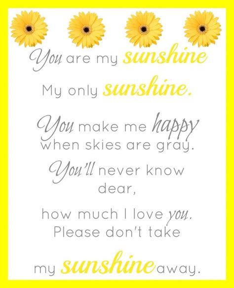 You Are My Sunshine Printable - Simple Living Mama | Sunshine printable, Sunshine quotes, You ...