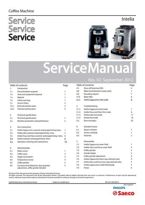 Saeco Coffee Machine Manual / Espresso Coffee Machine Aroma Se 200 ...