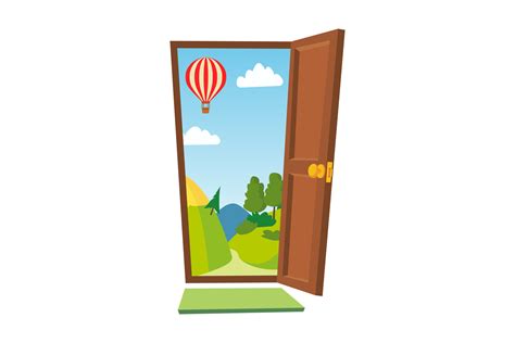 Open Door Vector. Cartoon Landscape. Graphic by pikepicture · Creative ...