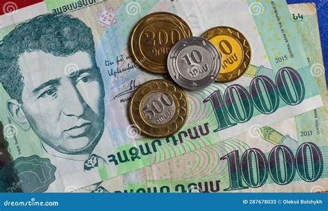 Armenian National Currency Dram Banknotes and Coins Stock Image - Image of paper, silver: 287678033