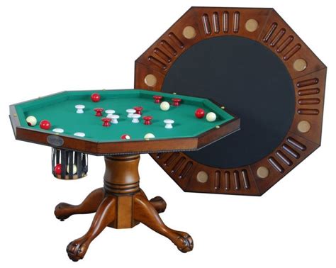 Berner Billiards Multi 3 in 1 Table - Octagon 48" w/Bumper Pool - Antique Walnut | Bumper pool ...