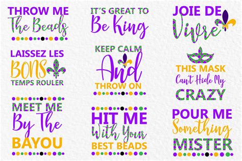 Mardi Gras SVG, AI, EPS Quotes and Invitation