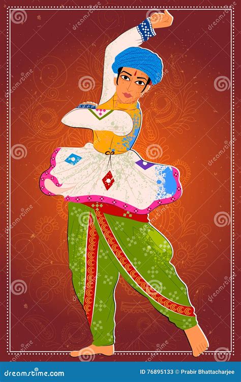 Man Performing Garba Folk Dance of Gujarat, India Stock Illustration - Illustration of dhoti ...