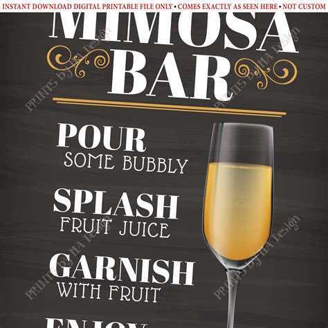 Mimosa Bar Sign, Make your own Mimosa Sign, PRINTABLE 8x10” Chalkboard Style Sign