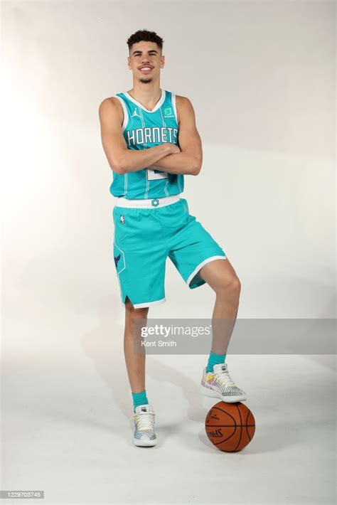 LaMelo Ball of the Charlotte Hornets poses for a portrait at the ...