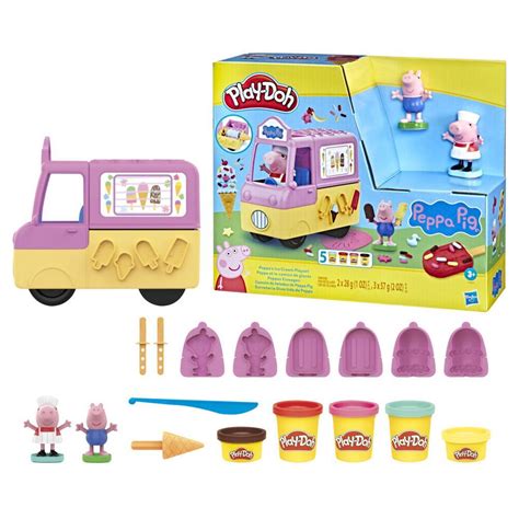 Play-Doh Peppa's Ice Cream Playset with Ice Cream Truck, Peppa and George Figures, and 5 Cans ...