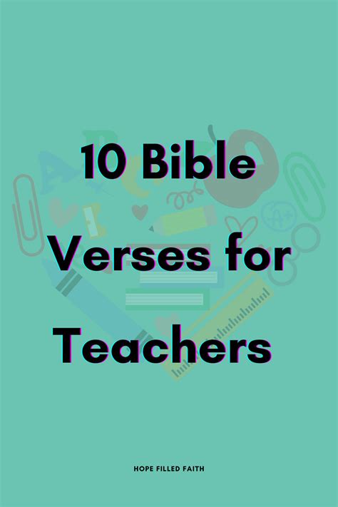 10 Bible Verses for teacher on a background of school supplies Teacher Bible Verse, Verses For ...