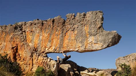 Climbing at the "Rhino" Boulder Rock Formation in Rocklands, South Africa. : bouldering