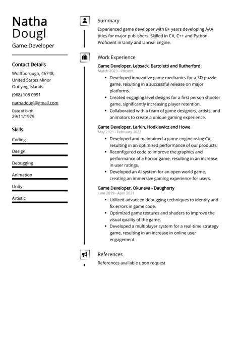 Game Developer Resume Example (Free Guide)