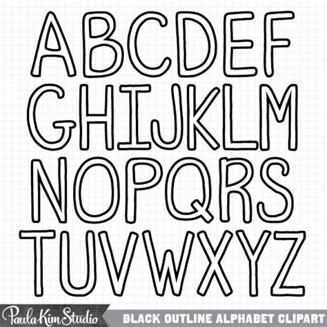 Black Outline Alphabet Clipart Letters Clip Art Instant | Etsy Australia