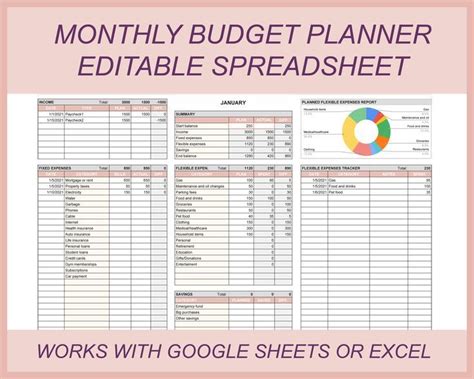 Monthly Budget Template, Budget Planner, Budget Spreadsheet, Bill ...