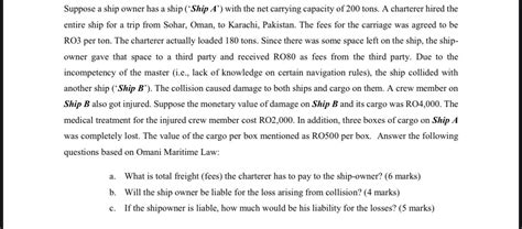 Solved Suppose a ship owner has a ship ("Ship A') with the | Chegg.com