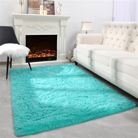 Amazon.com: Espiraio Blue Shaggy Rugs for Bedroom Living Room, Super ...